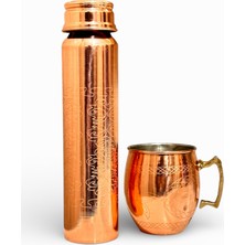 Gulflower Nude Bakır Matara Lazer Modelli ve Bardaklı Sağlıklı ve Şifalı