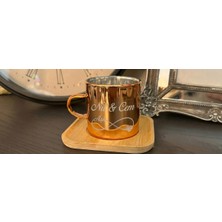 UltraMint Sevgililer Günü Özel Altın Renkli Ikili Kahve Fincanı Seti