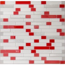 Tezgah Arası 4 mm Kristal Cam Mozaik Kırmızı  Beyaz Gümüş Sim 1 Kutu = 1 M2 Fiyatıdır