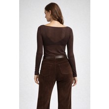 Transparan Kayık Yaka Kaşmir Body