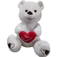 Marka Uçar Oyuncak Pk 25 45 cm Beyaz Kalpli Ayı UCR-004