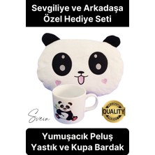 UltraMint Yumuşacık Sevimli Panda Yastık ve Kupa Hediye Seti, Sevgililer Günü