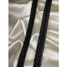 Kordone Pasalı Halkalı Şerit, Perde Şeridi, Dekoratif Siyah Şerit, 10 Metre, KOD-442A