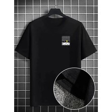 Tarz Yeri Erkek Dağ Grafikli Tişört, Yaz Için Büyük Beden Rahat T-Shirt - Siyah