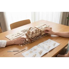 Tepeden Tırnağa 3D Ahşap Puzzle Tren Lokomotif Maketi - 50CM Büyük Boy - Hareketli Mekanizmalı Dekoratif Yapboz
