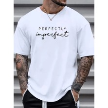 Tarz Yeri Erkekler Için Ön Arka Baskılı Perfectly Günlük Kısa Kol Tişört - Beyaz
