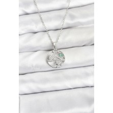 Pazarcan 316L Çelik Zincir Gümüş Renk Şans Kolyesi Model Zirkon Taşlı Kadın Kolye - TJ-BKO10898