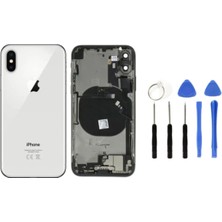 Azurtech Apple Iphone x Uyumlu Dolu Kasa + Montaj Seti Hediye - Silver