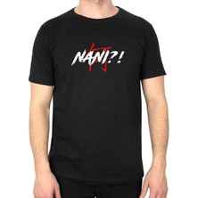 Tarz Yeri Unisex Bisiklet Yaka Baskılı Oversize T-Shirt - Siyah