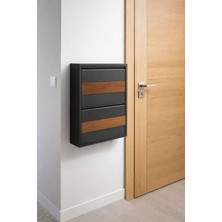 Karlı 2'li Antrasit Metal Ayakkabılık ( Ahşap Desenli )