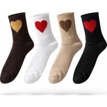 Umel Tekstil Yumoş Kalpli Soket Çorap Pamuklu 4 Çift