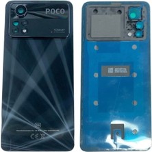 Azurtech Xiaomi Poco X4 Pro Arka Pil Batarya Kapağı Cam Kamera Lensli -Siyah