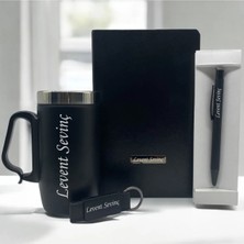 UltraMint Kişiye Özel Siyah Kalem, Siyah Defter, Termos ve Anahtarlık Seti