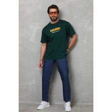 Erkek Basic Bisiklet Yaka Oversize T-Shirt - Yeşil