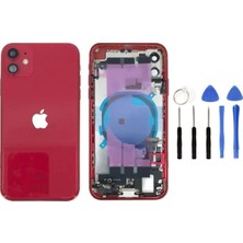 Azurtech Apple Iphone 11 Dolu Kasa + Montaj Seti Hediye - Kırmızı