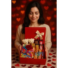 UltraMint Sevgililer Günü Için Gül, Ayıcık ve Büyük Boy Çikolata Kutusu Seti