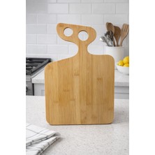 Buenos Buneos Saplı Bambu Kesim ve Sunum Tahtası Büyük Boy Doğal Bambu