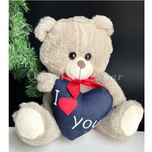 UltraMint Sevgililer Günü Peluş Kalp Ayıcık 30CM Gri Sevimli Hediye