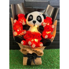 UltraMint Sevgiliye Büyük Panda ve Mini Kırmızı Işıklı Ayıcık Buketi