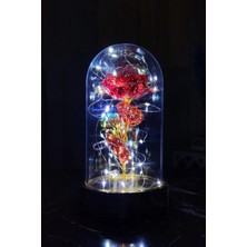 UltraMint Beyaz LED Işıklı Sonsuzluk Gülü Fanuslu Sevgililer Günü Dekoru