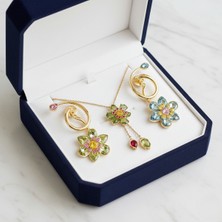 UltraMint Renkli Taşlı Küpe ve Yeşil Taşlı Kolye Seti – Özel Gün Hediyesi