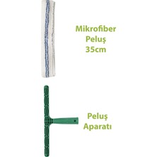 Pratik 35 cm Cam Silme Aparatı Mikrofiber Peluş Bezi, Yüksek Emicilik, Kolay Tak-Çıkar