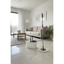 360° Döner Başlıklı Otomatik Lüx Mop Temizlik Seti 14 Litre Beyaz