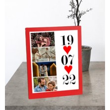 UltraMint Sevgililer Günü Temalı Ahşap 4 Fotoğraflı Kolaj Çerçevesi