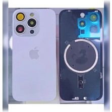 Azurtech iPhone 15 Pro Max Arka Kapak Pil Kapağı Beyaz Renk +Demirli- Cam Ürün