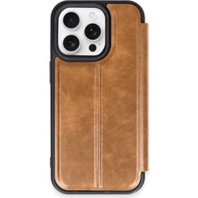 Alem Iphone 15 Pro Max Kılıf Flip Cover - Taba
