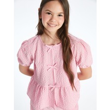 Lc Waikiki Yeni Sezon Bisiklet Yaka Fiyonk Detaylı Kız Çocuk Bluz