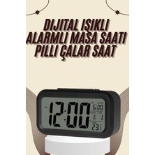 Epilons Dijital Masa Saati Termometreli Takvim Çalar Saat LED Ekran Pilli