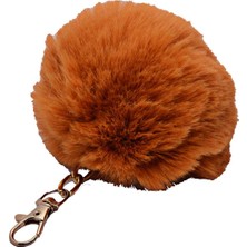 TRY Taba Renk Peluş Ponpon Anahtarlık   977