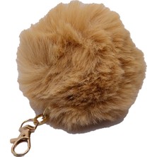 TRY Bej Renk Peluş Ponpon Anahtarlık  976
