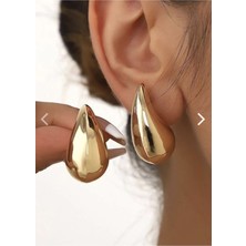 TRY Altın Renk Göz Yaşı Bottega Küpe Kadın Damla Küpe Vip Kararmaz Solmaz Çelik Küpe - 3013