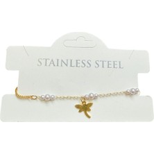 TRY Altın Renk 3 Inclili Yusufcuk Asansör Çelik Bileklik - 3580