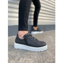 Zapatos JY502 Bold Bağcıklı Cilt Erkek Günlük Sneaker Ayakkabı Cbt - Siyah