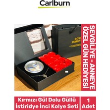 UltraMint Kırmızı Gül Dolu Istiridye Inci Kolye Seti, Özel Gün Hediyesi