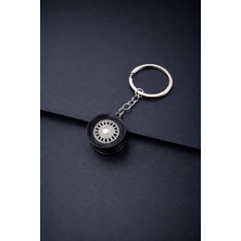 Stilix Garage Jant Tasarımlı Metal Anahtarlık Spor Araba Jant Görünümlü Premium Anahtarlık Siyah Renk