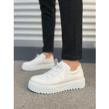 Zapatos JY502 Bold Bağcıklı Cilt Erkek Günlük Sneaker Ayakkabı Cbt - Beyaz