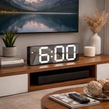 Kenly Ses Kontrollü LED Dijital Masa Saati Aynalı – Alarm & Snooze, Gece Modu, Sıcaklık Göstergeli Modern Masaüstü Saat