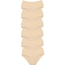 MiraLive 6 Adet Tutku Kadın Yüksek Bel Bato Kalın Lastik Külot Ten