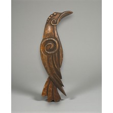 Wood Carving Hub El Yapımı Ceviz Ağacı Eskitme Kuzgun Duvar Dekoru, Mıknatıslı Sanatsal El Oyması Obje 27,5 cm