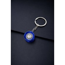 Stilix Garage Jant Tasarımlı Metal Anahtarlık Spor Araba Jant Görünümlü Premium Anahtarlık Mavi Renk