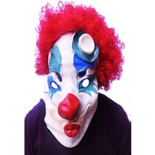 Epilons Kırmızı Afro Peruklu Palyaço Maskesi