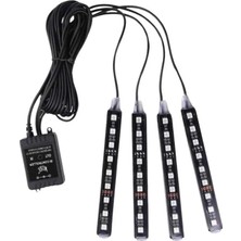 Epilons Araç Içi Aydınlatma Kumandalı 12 LED Ayak Altı LED Ambiyans Işığı Sese Duyarlı Kumandalı