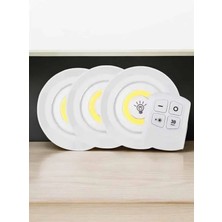 Epilons Spot Lamba Led Işık 3'lü Uzaktan Kumandalı Pilli Yapışkanlı Kablosuz