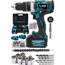 Normadia Darbeli Matkap Seti 58V 5AH Metal Şanzuman Çift Akülü 24 Parça