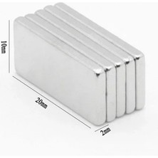 Epilons 20×10×2 mm N35 Neodyum Mıknatıs – Köşeli, Nikel Kaplama (50’li Set)