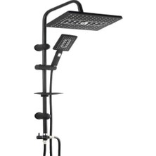 Epilons Lüks Robot Duş Seti Mat Siyah Dikdörtgen | Çok Fonksiyonlu Yağmur Robot Duş Sistemi Siyah